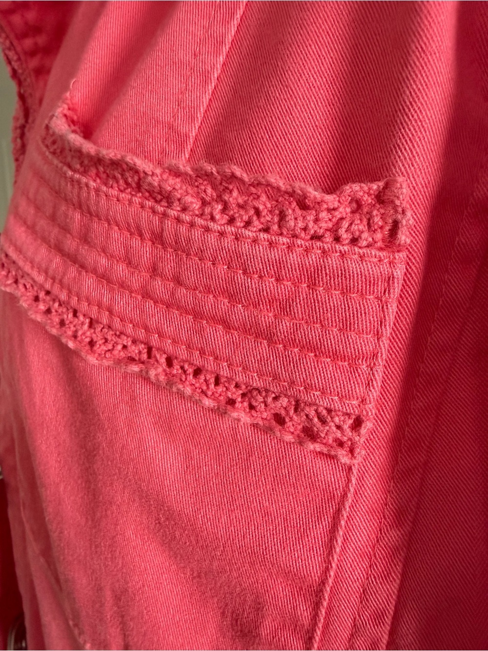 LIVE A LITTLE Denim / Twill Cotton Jacket in Salmon - Picture 10 of 12